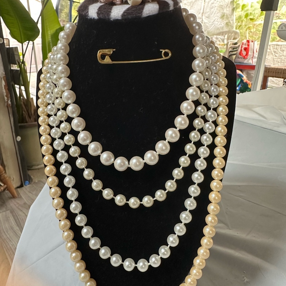 Bundle of Faux  Pearl Necklace and 1 stretch pearl bracelet